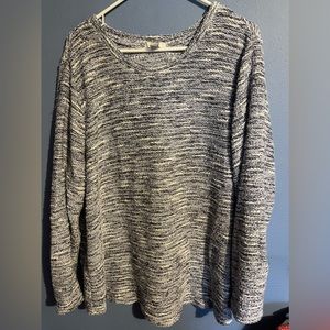 3X Croft & Barrow Blue & white long sleeved shirt.  89% polyester 11% cotton.